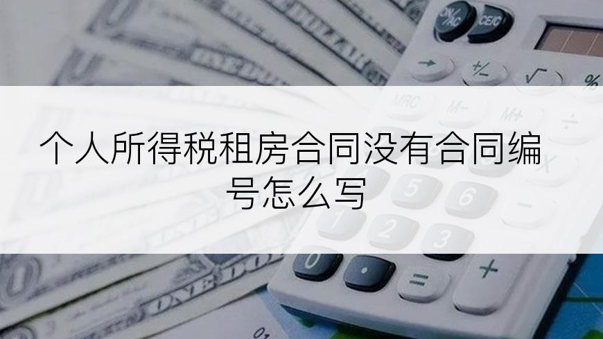 个人所得税租房合同没有合同编号怎么写