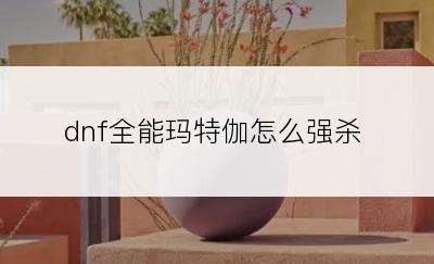 dnf全能玛特伽怎么强杀