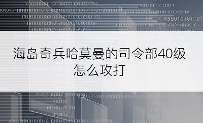 海岛奇兵哈莫曼的司令部40级怎么攻打