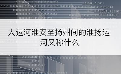 大运河淮安至扬州间的淮扬运河又称什么