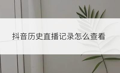 抖音历史直播记录怎么查看