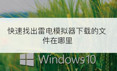 快速找出雷电模拟器下载的文件在哪里