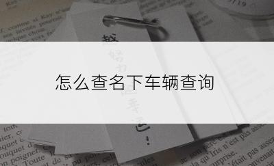 怎么查名下车辆查询