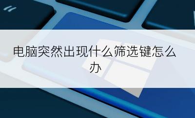 电脑突然出现什么筛选键怎么办