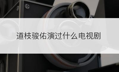 道枝骏佑演过什么电视剧