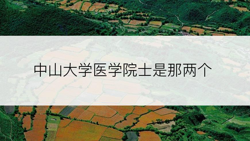 中山大学医学院士是那两个