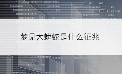 梦见大蟒蛇是什么征兆