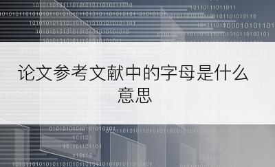 论文参考文献中的字母是什么意思