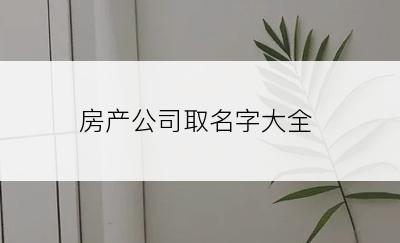 房产公司取名字大全