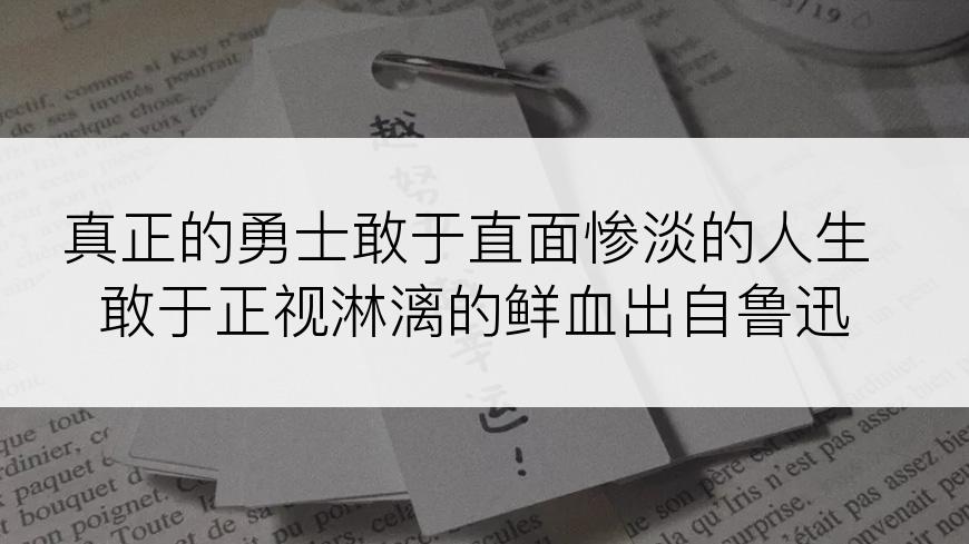 真正的勇士敢于直面惨淡的人生敢于正视淋漓的鲜血出自鲁迅