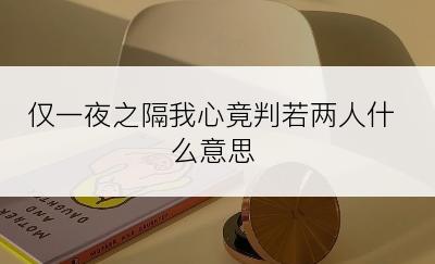 仅一夜之隔我心竟判若两人什么意思