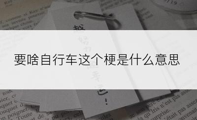 要啥自行车这个梗是什么意思