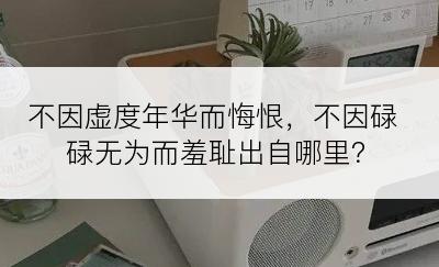 不因虚度年华而悔恨，不因碌碌无为而羞耻出自哪里？