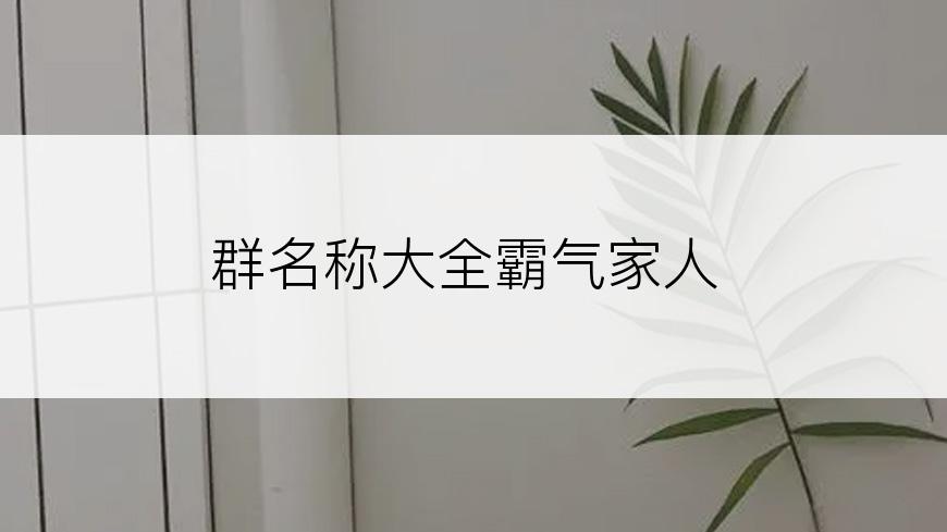 群名称大全霸气家人