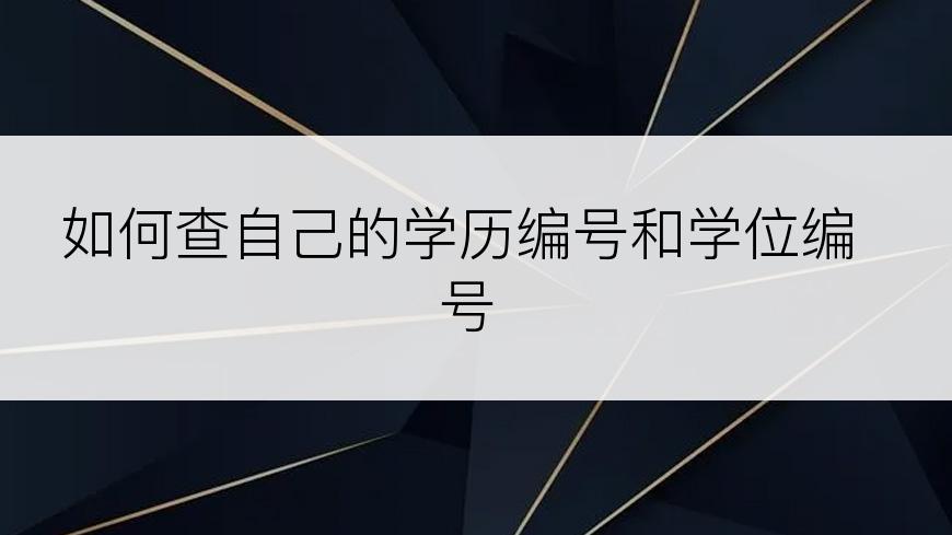 如何查自己的学历编号和学位编号