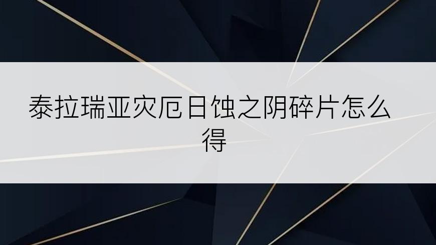 泰拉瑞亚灾厄日蚀之阴碎片怎么得