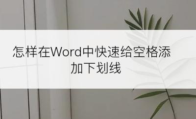 怎样在Word中快速给空格添加下划线