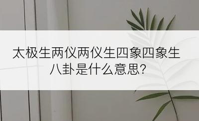 太极生两仪两仪生四象四象生八卦是什么意思？