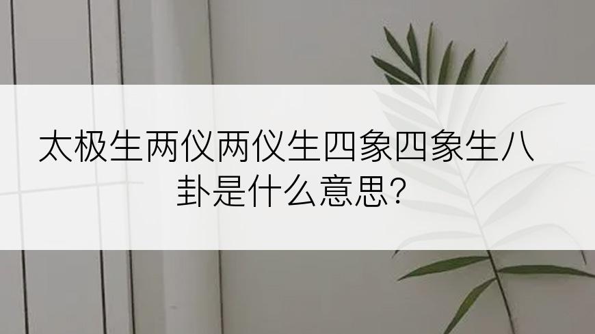 太极生两仪两仪生四象四象生八卦是什么意思？