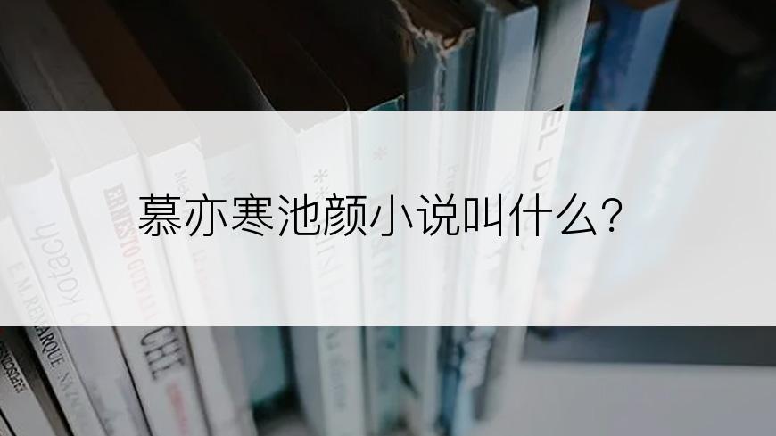 慕亦寒池颜小说叫什么？