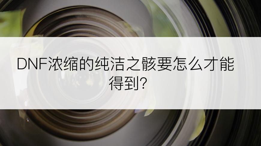 DNF浓缩的纯洁之骸要怎么才能得到？