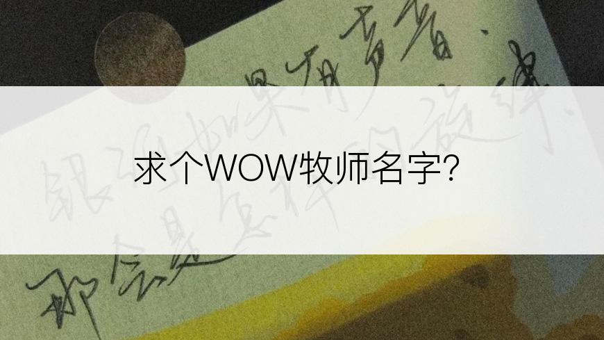 求个WOW牧师名字？