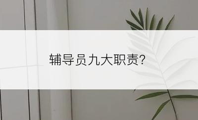 辅导员九大职责？