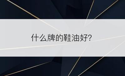 什么牌的鞋油好？