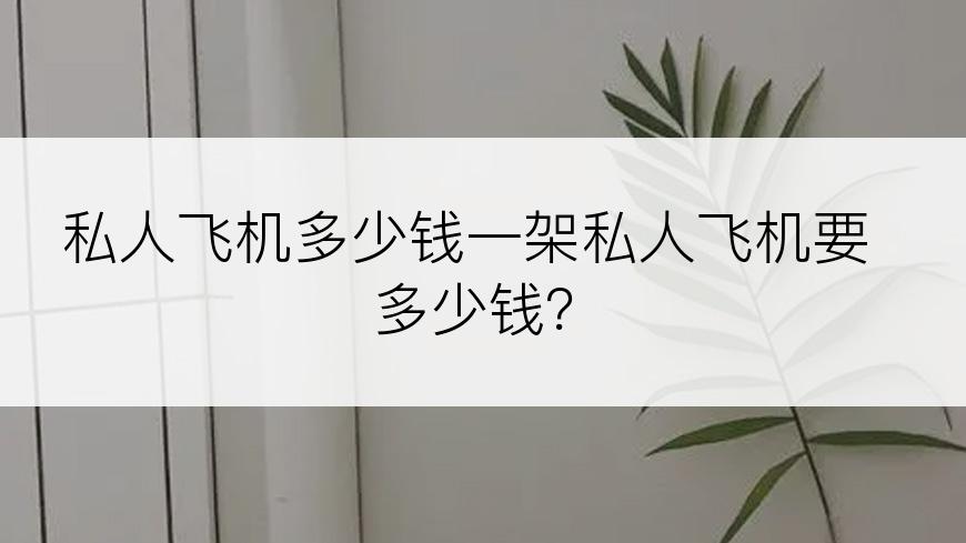 私人飞机多少钱一架私人飞机要多少钱？