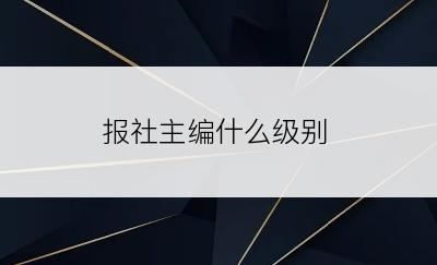 报社主编什么级别