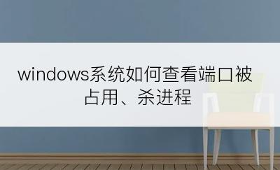 windows系统如何查看端口被占用、杀进程