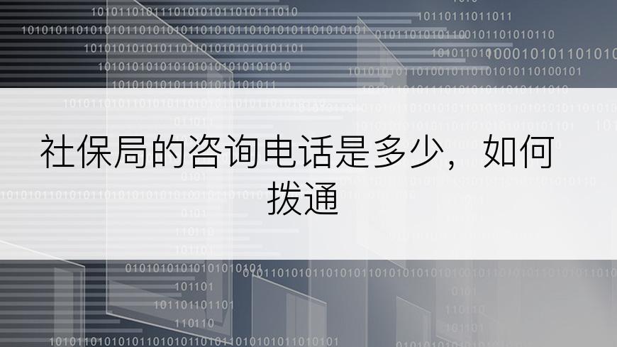 社保局的咨询电话是多少，如何拨通