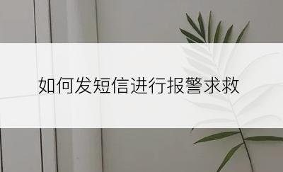 如何发短信进行报警求救