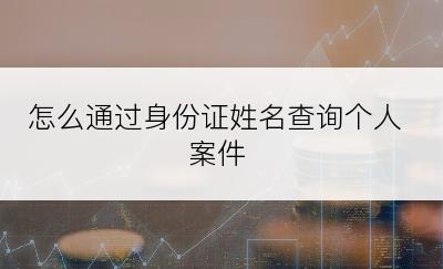 怎么通过身份证姓名查询个人案件