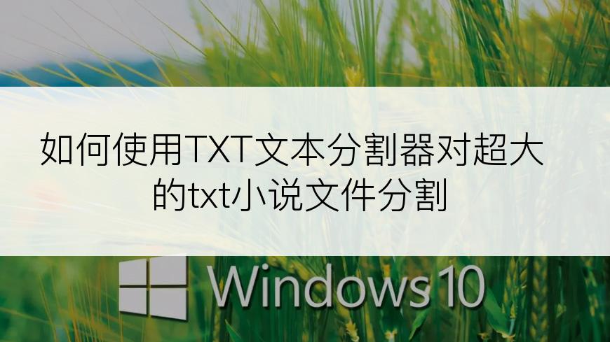 如何使用TXT文本分割器对超大的txt小说文件分割