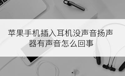 苹果手机插入耳机没声音扬声器有声音怎么回事