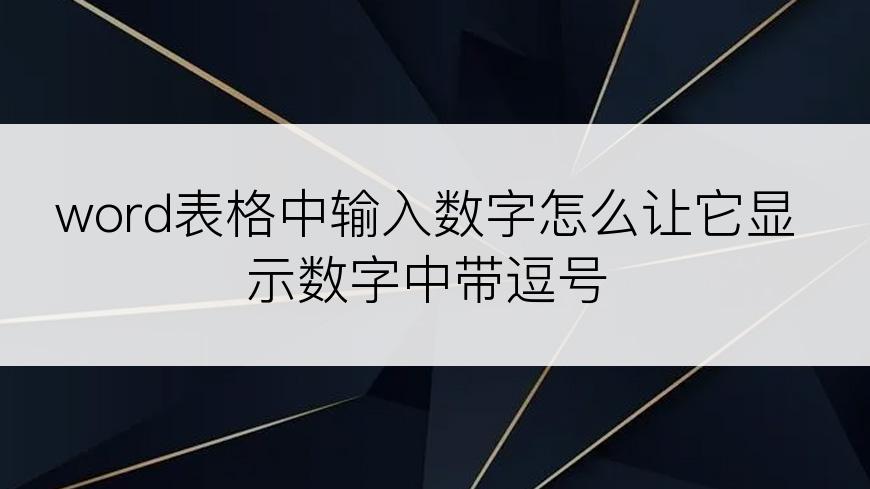 word表格中输入数字怎么让它显示数字中带逗号