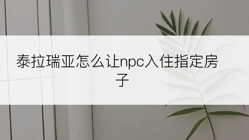 泰拉瑞亚怎么让npc入住指定房子