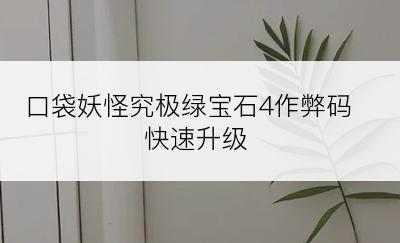 口袋妖怪究极绿宝石4作弊码快速升级