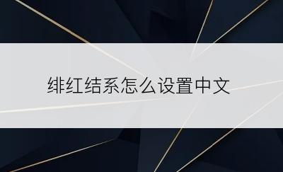 绯红结系怎么设置中文