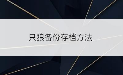 只狼备份存档方法