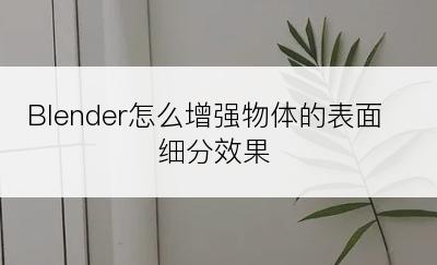 Blender怎么增强物体的表面细分效果