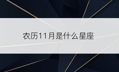 农历11月是什么星座