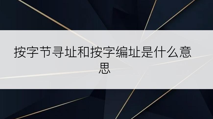 按字节寻址和按字编址是什么意思