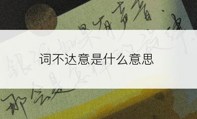 词不达意是什么意思