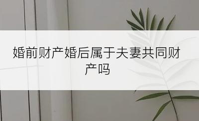 婚前财产婚后属于夫妻共同财产吗