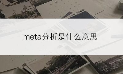 meta分析是什么意思