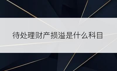 待处理财产损溢是什么科目