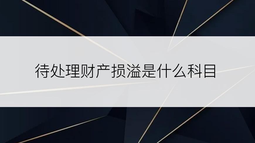 待处理财产损溢是什么科目