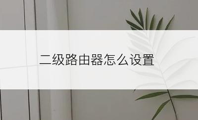 二级路由器怎么设置